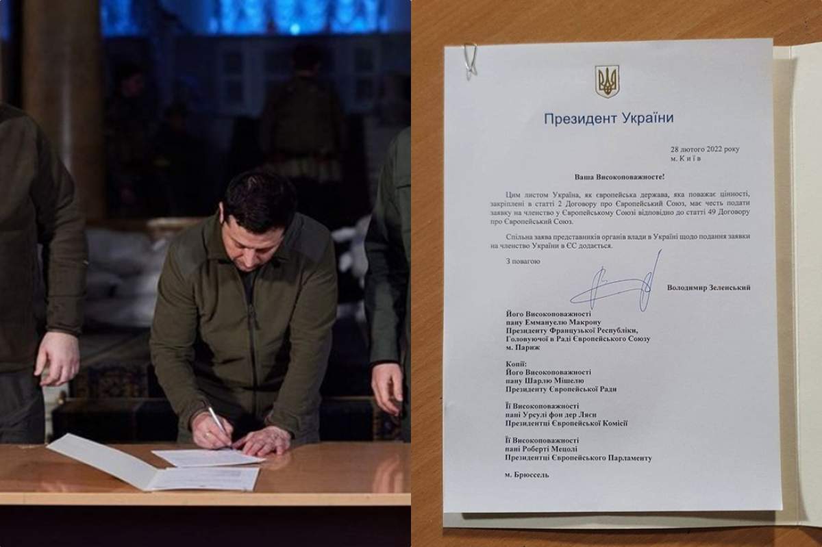 A fost semnată cererea de aderare a Ucrainei la Uniunea Europeană. Președintele Volodimir Zelenski, anunț de ultim moment