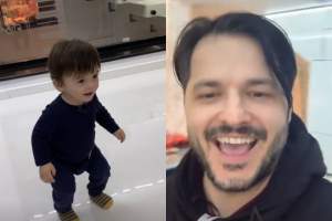 Cum l-a filmat Liviu Vârciu pe fiul său de un an și jumătate. Matei Liviu Jr. și-a surprins tatăl / VIDEO