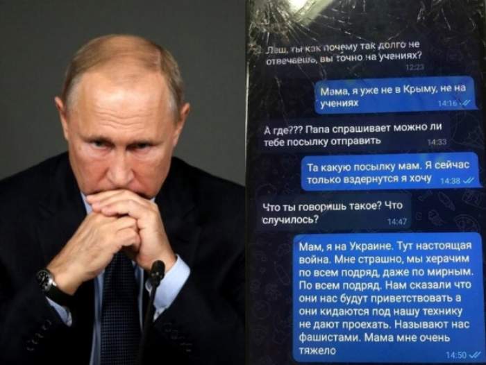 Dovada că soldații ruși au fost păcăliți de Vladimir Putin. Mesajele unui soldat rus, către mama lui: ”Mamă, aici e război, omorâm civili”
