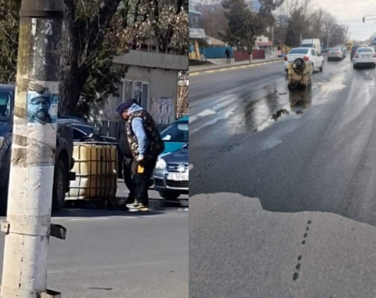 Un bărbat din Tecuci a cumpărat 1.000 de litri de motorină. Ulterior i s-a răsturnat containerul chiar pe șosea / FOTO