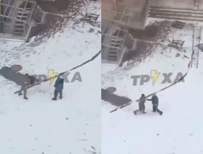 Soldat rus înarmat, luat la bătaie de un cetățean ucrainean. Imagini cu lupta corp la corp dintre cei doi / FOTO