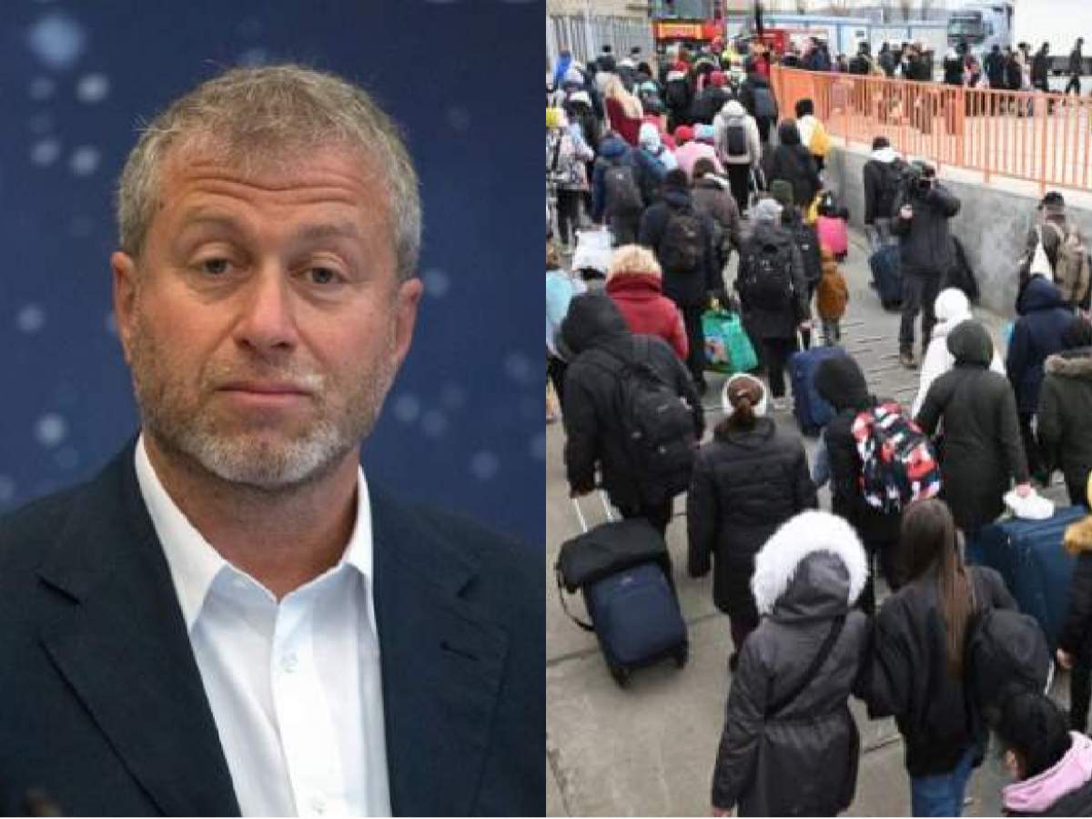 Colaj cu Roman Abramovich și refugiați ucraineni