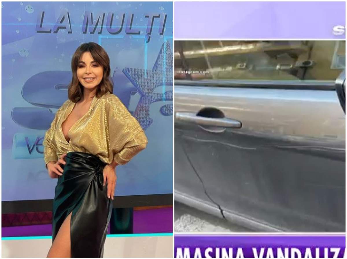Natalia Mateuț și imagine cu mașina zgâriată, colaj