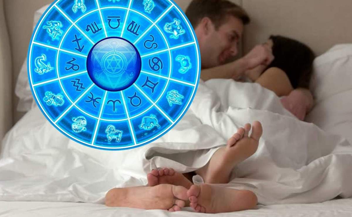 semne zodiacale și un cuplu în pat