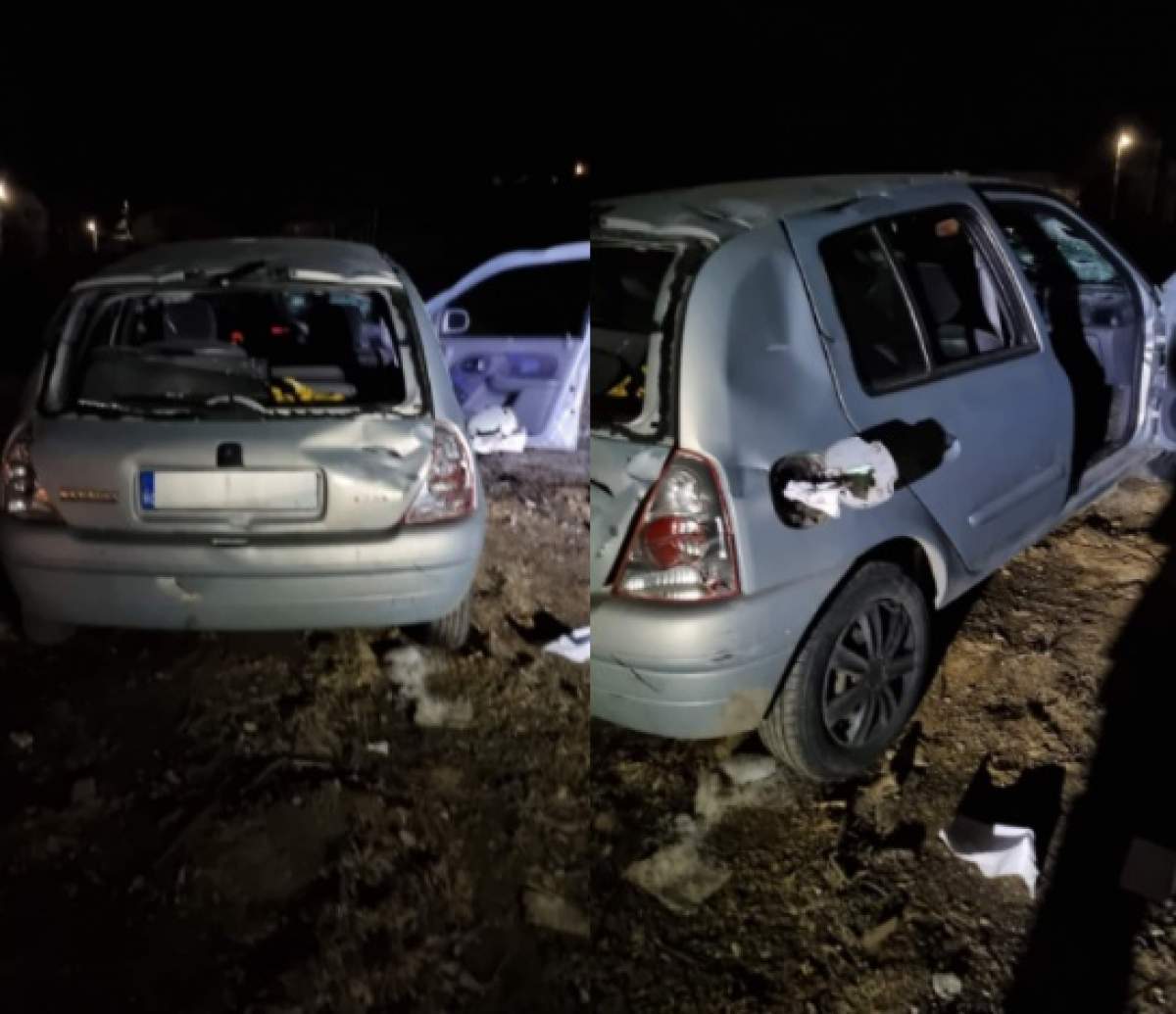 Patru tineri din Maramureș au fost atacați cu topoarele, iar mașina în care se aflau a fost distrusă. Totul a pornit de la o datorie de 50 de lei / FOTO