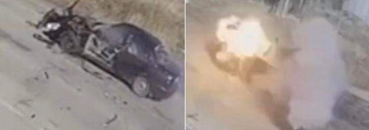 Imagini cutremurătoare cu o mașină spulberată de armata lui Vladimir Putin