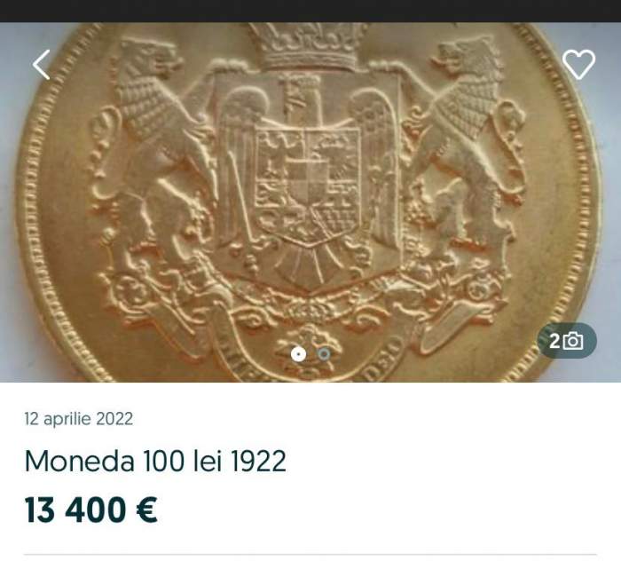 Moneda de 100 lei din 1922 a ajuns să coste o avere. Valorează cât o mașină de lux