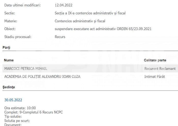 Gest disperat al șefului Academiei de Poliție condamnat pentru că a șantajat o jurnalistă / Își joacă ultima carte