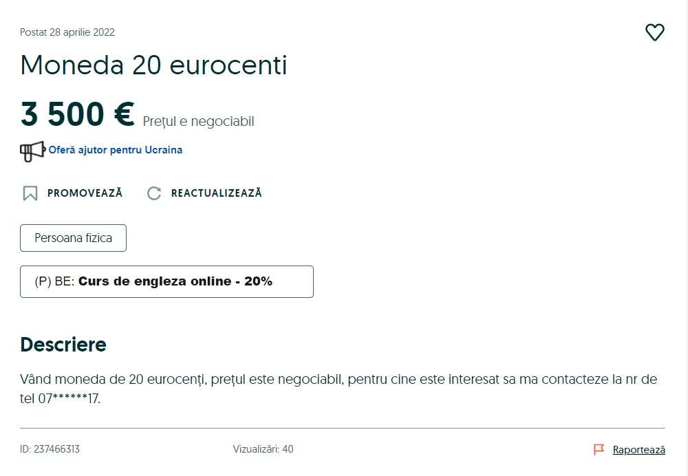 Moneda care se vinde pe OLX cu aproape 4000 de euro! Dacă o ai acasă, te îmbogățești!