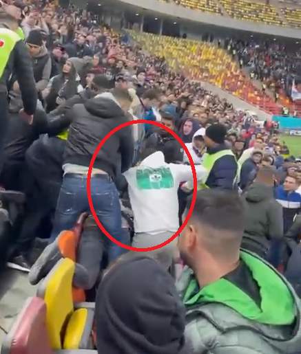 Un suporter a fost bătut grav de nepotul lui Gigi Becali. Incidentul a avut loc la meciul dintre FCSB și Craiova, pe Arena Națională / FOTO