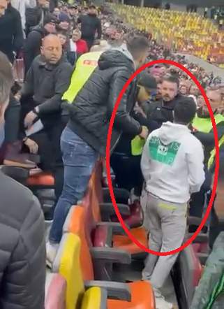 Un suporter a fost bătut grav de nepotul lui Gigi Becali. Incidentul a avut loc la meciul dintre FCSB și Craiova, pe Arena Națională / FOTO