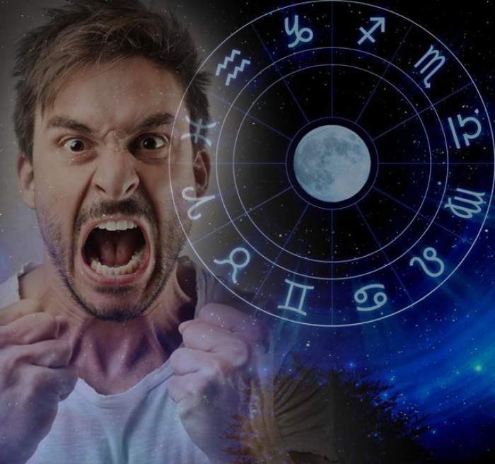 reprezentare grafica a semnelor zodiacale și un bărbat nervos