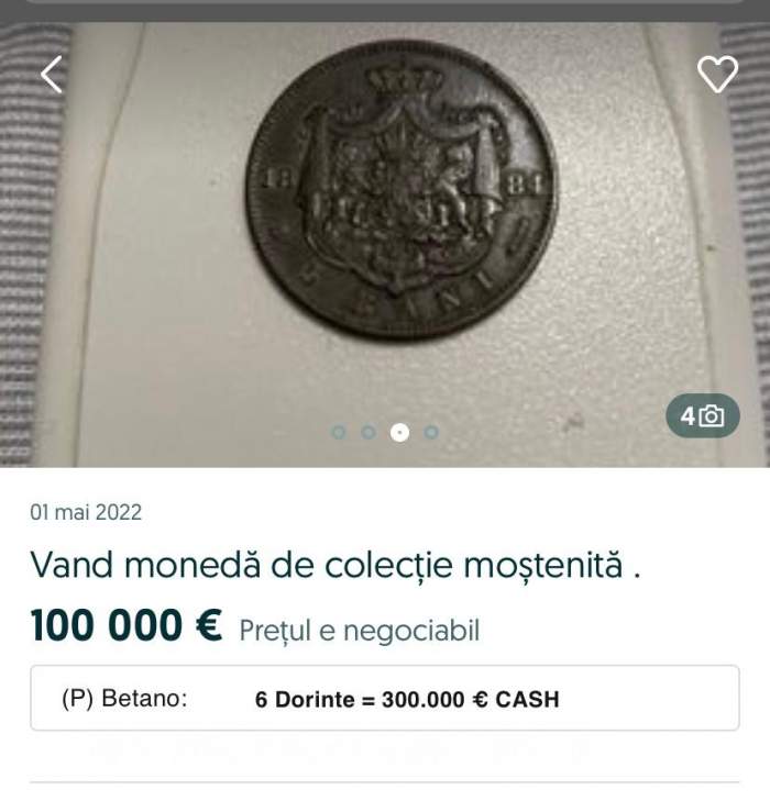 Moneda din sertarele bunicilor care acum se vinde cu aproape 500.000 de lei pe OLX. Dacă o ai, te îmbogățești!