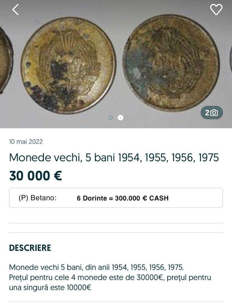 Monedă românescă care se vinde cu 10.000 de euro pe OLX. Dacă o ai, te îmbogățești!