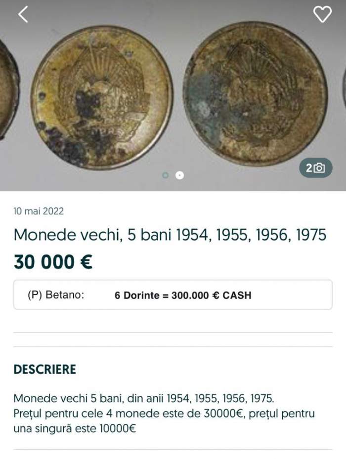 Monedă românescă care se vinde cu 10.000 de euro pe OLX. Dacă o ai, te îmbogățești!