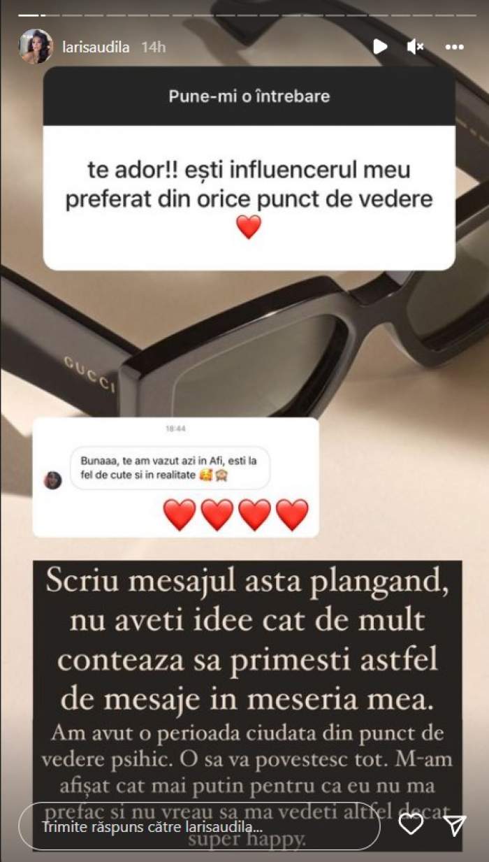 „Scriu mesajul ăsta plângând”. Dezvăluirea neașteptată a Larisei Udilă. Ce i se întâmplă vedetei