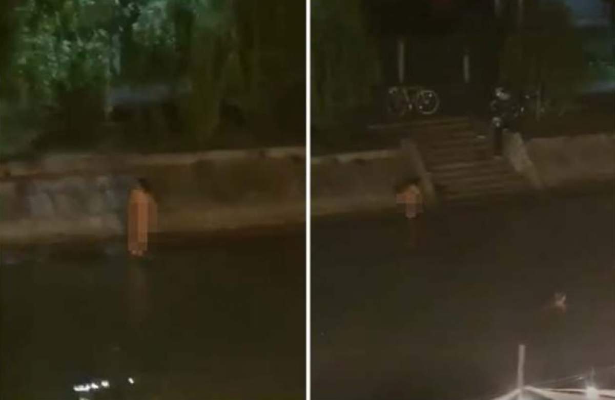 Cinci fete au făcut baie goale în Bega, în centrul Timișoarei. Polițiștii încearcă să le identifice / FOTO