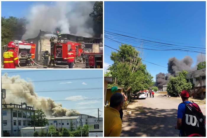 Incendiu devastator în Timișoara. O hală de 400 mp a luat foc / FOTO