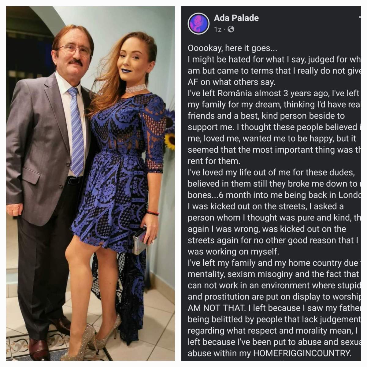 Cornel Palade și fata lui, Ada Fata lui Cornel Palade, dată afară și lăsată cu hainele pe stradă. Ce i s-a întâmplat Adei: „M-am săturat să tac!”
