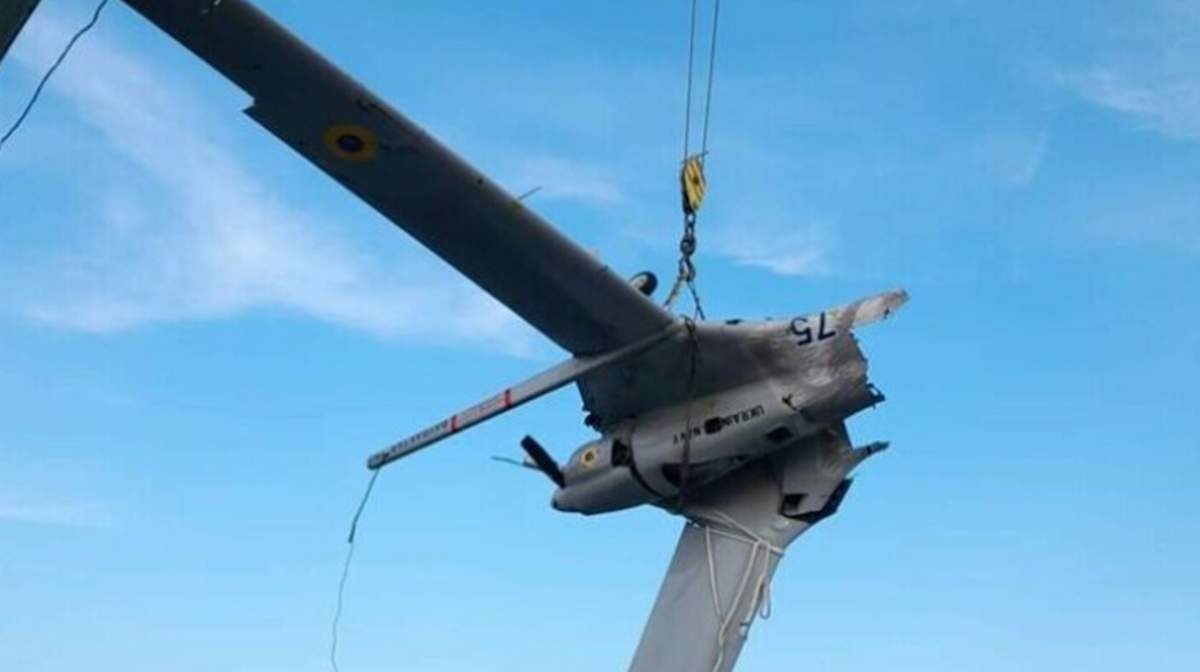 Dronă militară ucraineană, găsită în apropiere de Sulina. Nu avea muniție și armament la bord