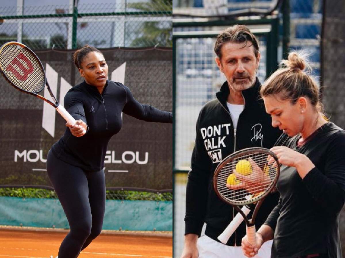 Colan cu Serena Williams, Simona Halep și Patrick Mouratoglu pe terenul de tenis