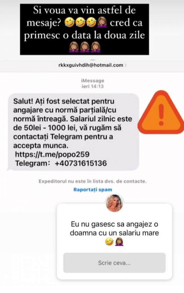 Andreea Bănică, ținta escrocheriilor din mediul online. Ce mesaje a primit artista: "Și vouă vă vin astfel de...." / FOTO