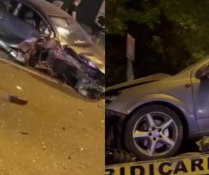 Doi tineri din Baia Mare au furat o mașină și au intrat cu ea într-un stâlp. Amândoi erau drogați și au transmis totul LIVE / FOTO