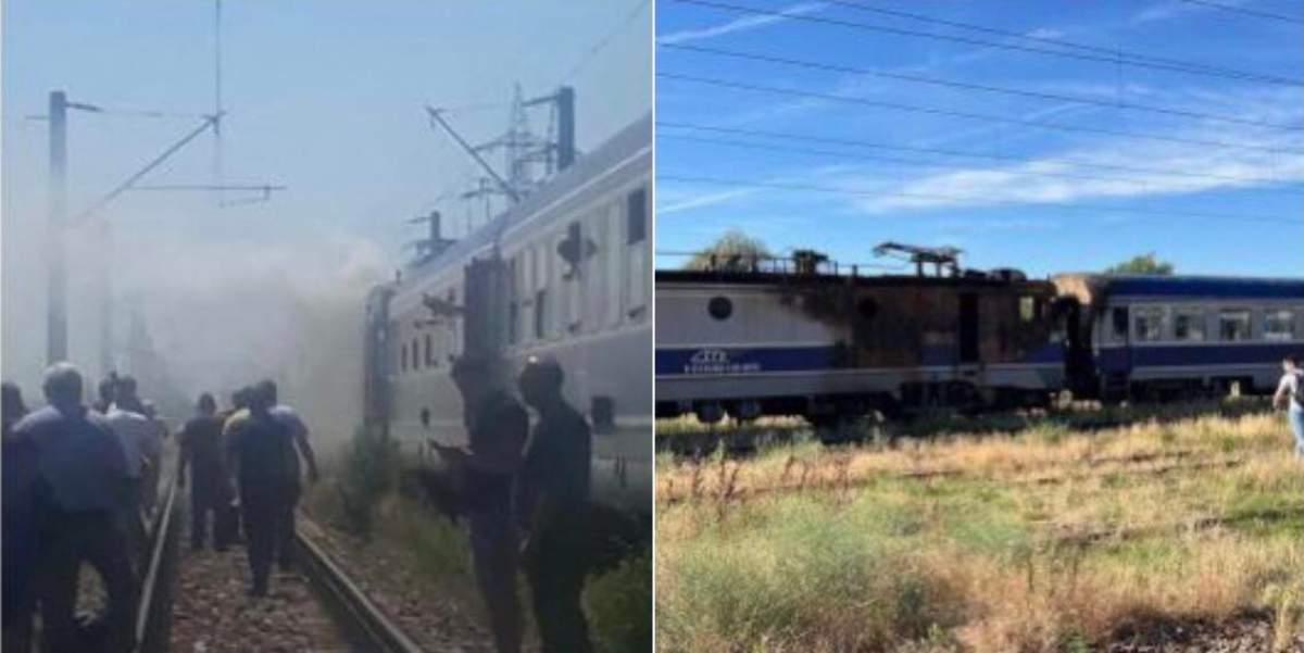 Locomotiva unui tren a luat foc în mers, în Teleorman. Peste 250 de persoane s-au autoevacuat