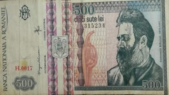 Bancnota de 500 de lei, cu chipul lui Brâncuși, se vinde cu o sumă frumoasă pe OLX. Ce preț are acum