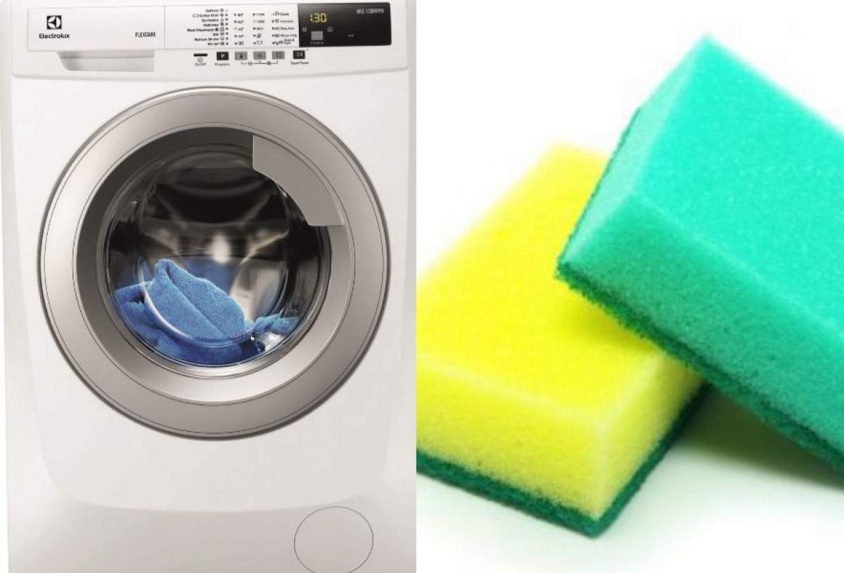 Ce se întâmplă dacă pui un burete de vase în mașina de spălat. Rezultatul este uimitor. O să folosești mereu acest truc