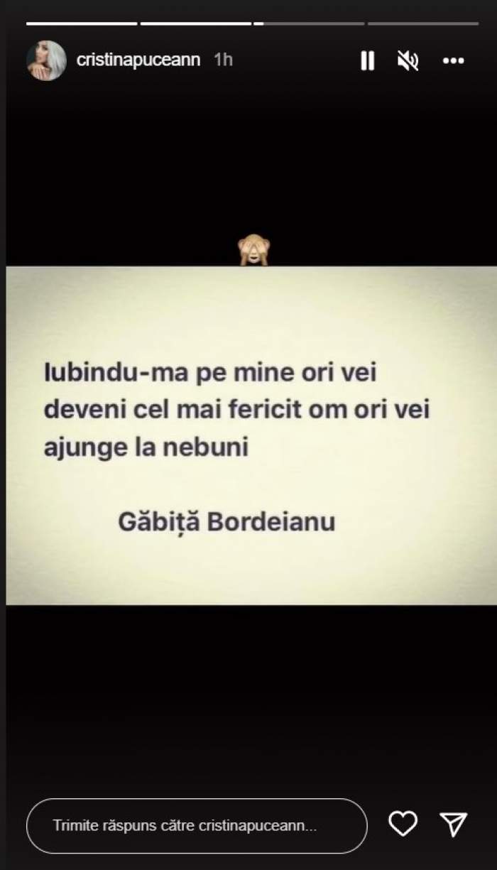 Cristina Pucean, mesaj subtil pentru Bogdan de la Ploiești?! Ce a postat dansatoarea pe rețelele de socializare: “Iubindu-mă pe mine…”