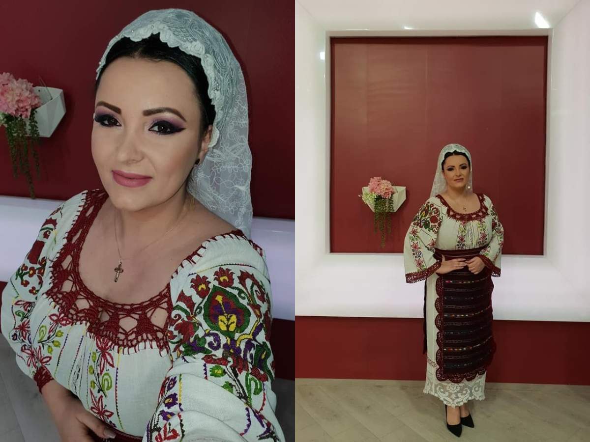 Colaj Silvana Rîciu îmbrăcată în costum popular