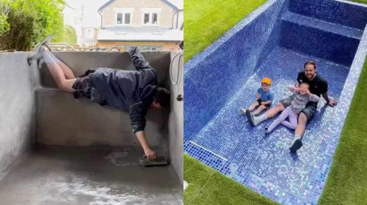 Un bărbat și-a construit o piscină cu ajutorul tutorialelor de pe YouTube. Cât l-a costat toată investiția