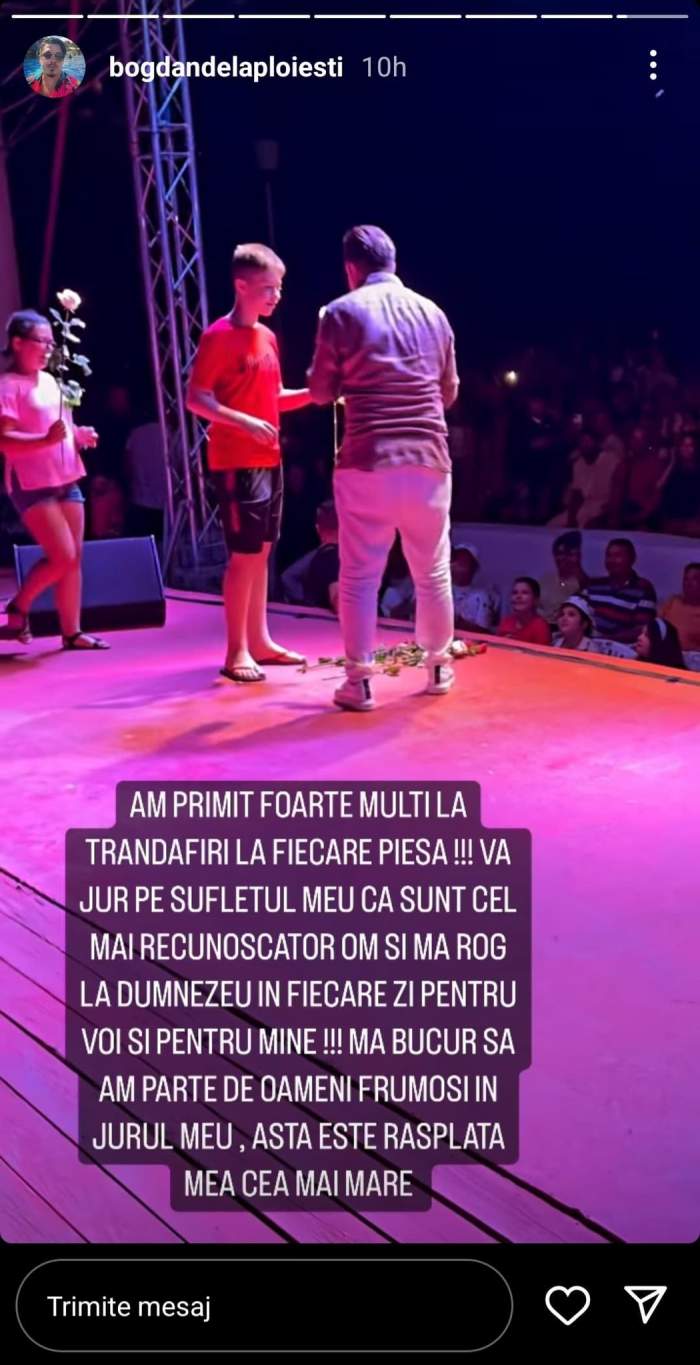 Gestul făcut de fanii lui Bogdan de la Ploiești pe scenă. Cum a fost întâmpinat artistul la un concert: „Oameni frumoși”