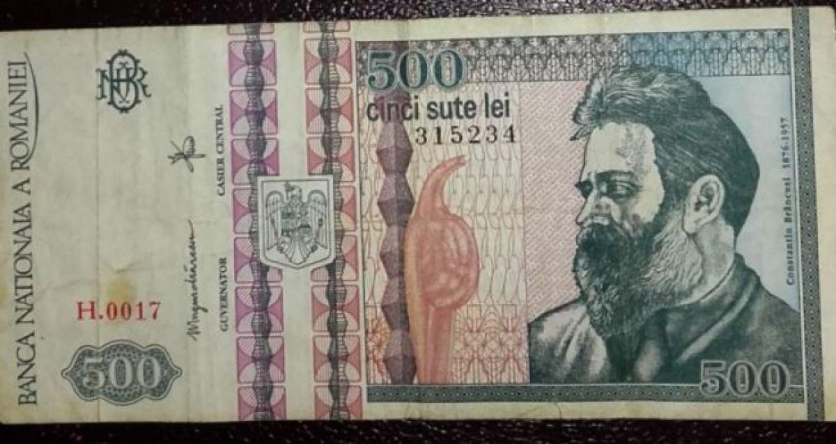 Bancnota de 500 de lei, cu chipul lui Constantin Brâncuși, se vinde cu o sumă colosală pe OLX. Sigur nu și-o permite nimeni