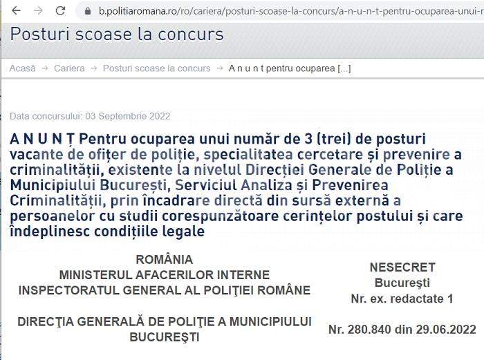 DOCUMENTE / Poliția Română angajează infractori reabilitați, ca să facă legea pe străzi / Un polițist șpăgar s-a apucat deja să-și spele cazierul și se va putea întoarce în MAI