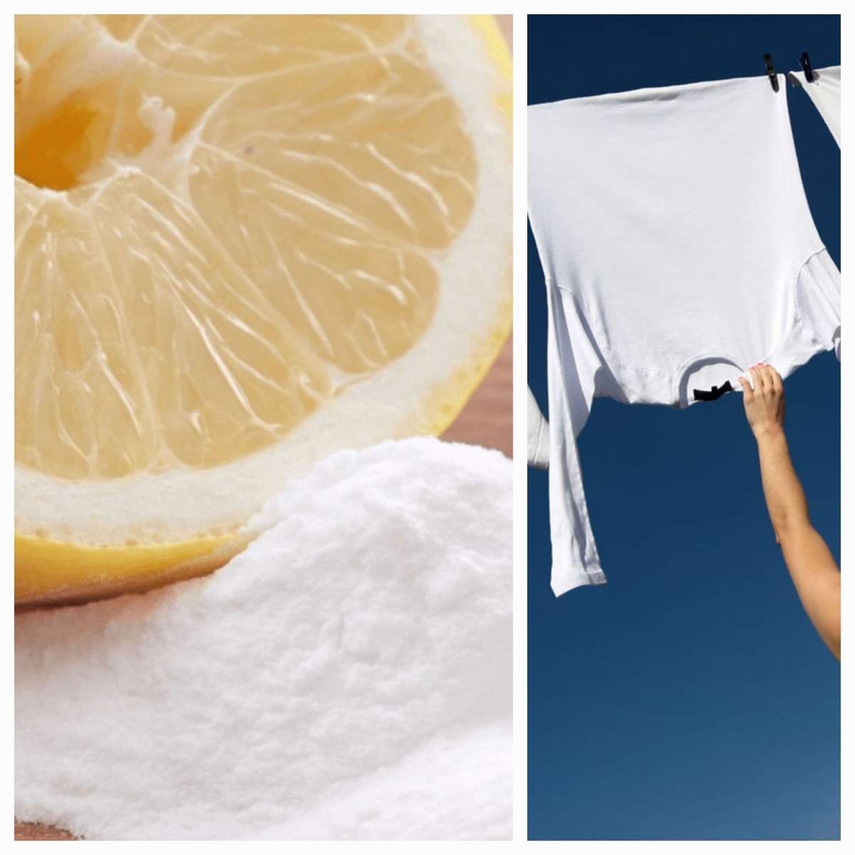 Amestecul de bicarbonat de sodiu și lămâie, detergent pentru rufe albe. Trucul util gospodinelor