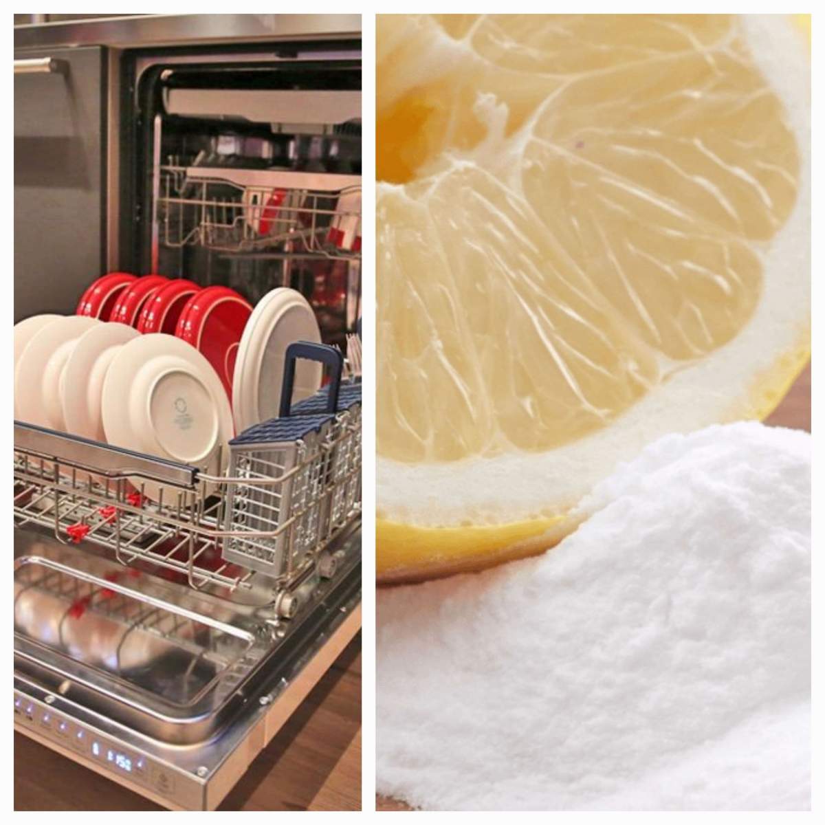 Amestecul de bicarbonat de sodiu și lămâie, soluție pentru mașina de spălat vase. Secretul știut de gospodine