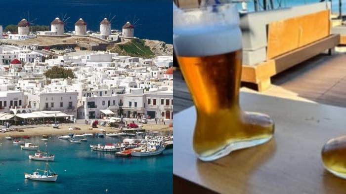 Plaja din Grecia unde doi turiști au plătit 510 dolari pe “două cizme uriașe” cu bere. O nouă metodă de înșelătorie a restaurantelor