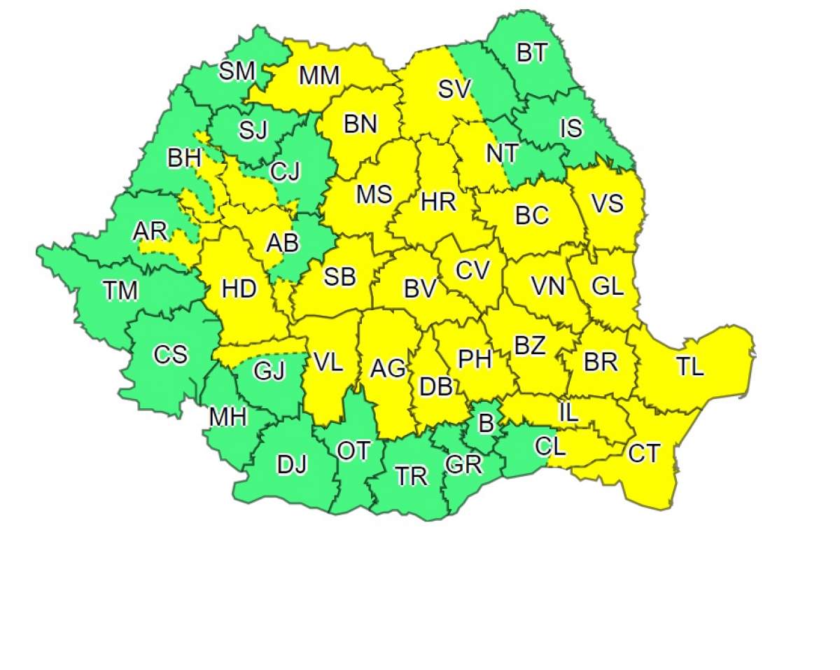 Anunț ANM de ultimă oră. Cod Galben. Ploi torenţiale, descărcări electrice şi vijelii. Sunt vizate peste 25 de județe, Bucureștiul și litoralul românesc