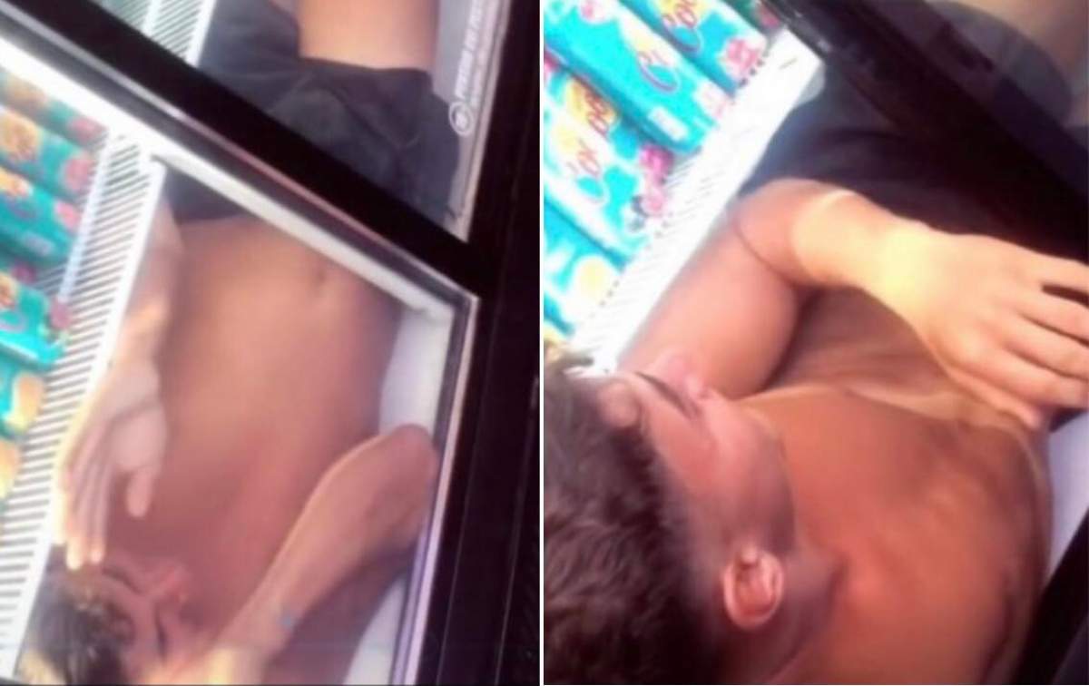 Un român s-a băgat în frigiderul unui supermarket să se răcorească