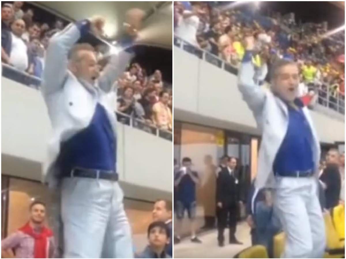 Gigi Becali în timp ce dansa pe Arena Națională