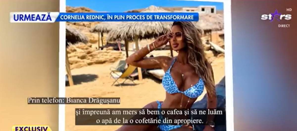 Bianca Drăgușanu la plajă, captură Antena Stars
