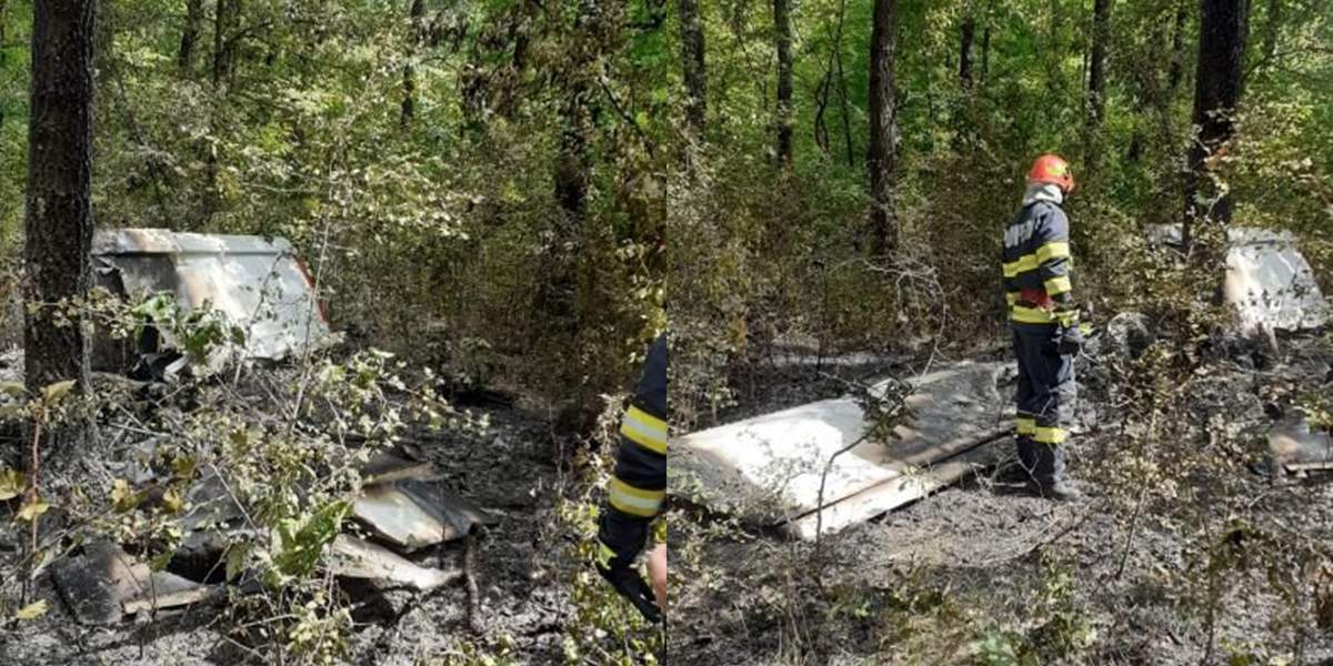 Avion de mici dimensiuni, prăbușit în Giurgiu. Cele două persoane aflate la bord au murit carbonizate