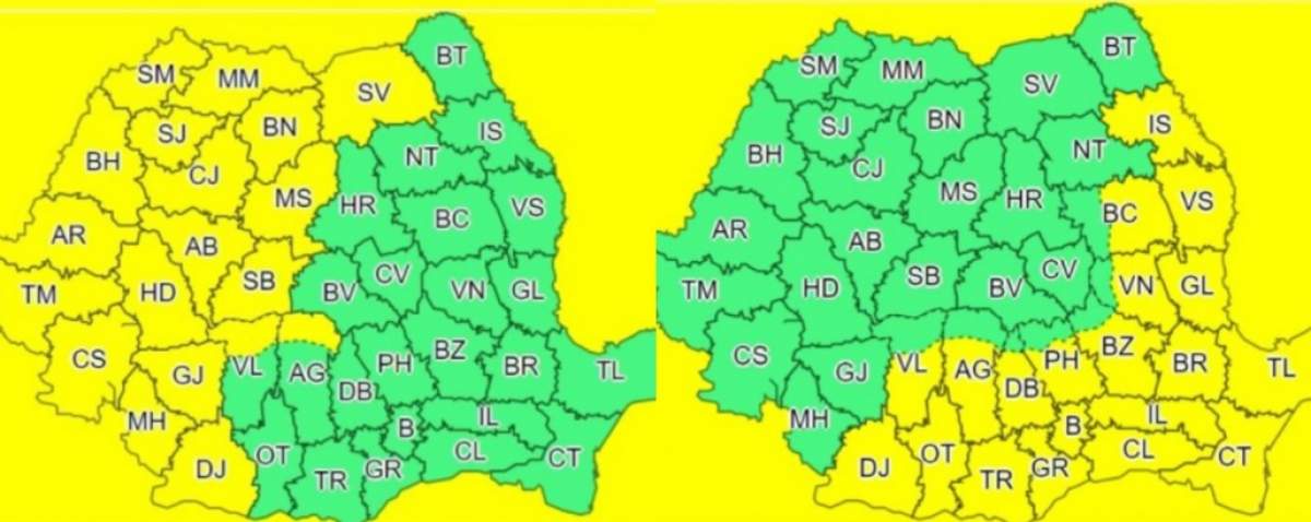 Anunț de ultimă oră de la ANM! Cod galben de ploi torențiale și vijelii în 19 județe și alertă de caniculă în alte 20