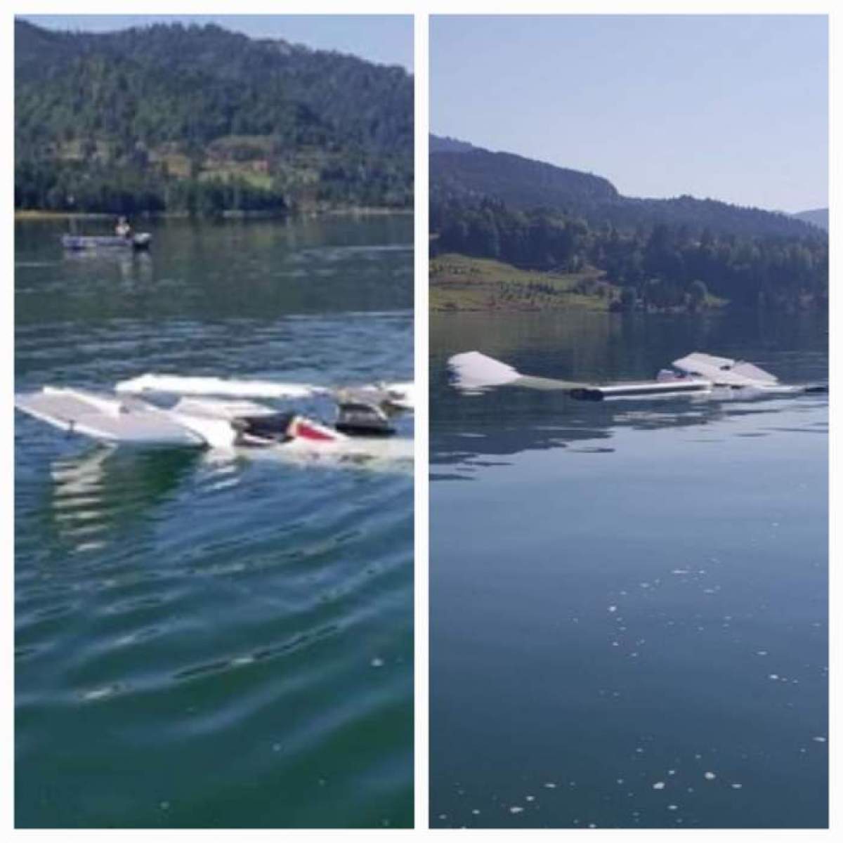 Accidentul aviatic din Lacul Colibița a fost filmat. Imaginile cutremurătoare, surprinse de un localnic / VIDEO