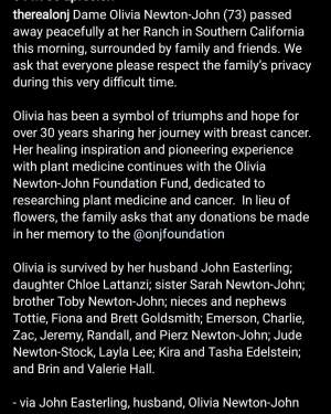 Olivia Newton John și lupta ei împotriva cancerului. Actrița a murit la aproape 30 de ani de la primul diagnostic