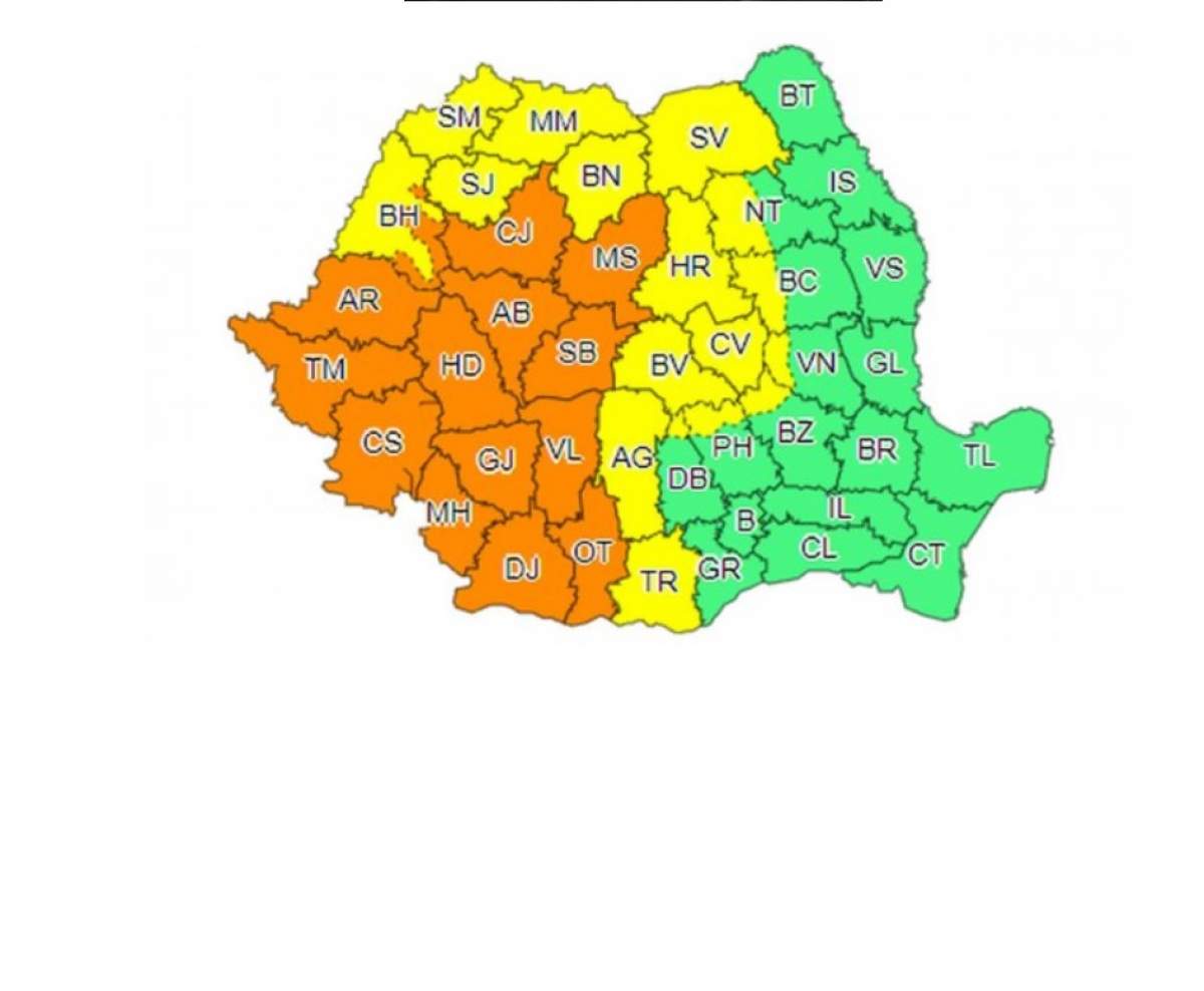 Anunț ANM de ultimă oră! Avertizare meteo pentru jumătate din țară! Cod portocaliu de ploi puternice și vijelii