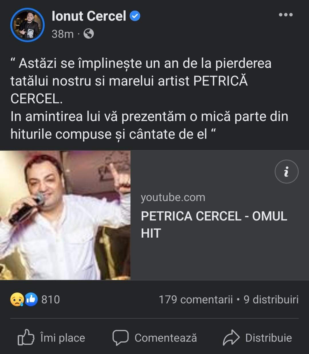 Fiii lui Petrică Cercel, gest emoționant la un an de la moartea manelistului: „În amintirea lui!” / FOTO