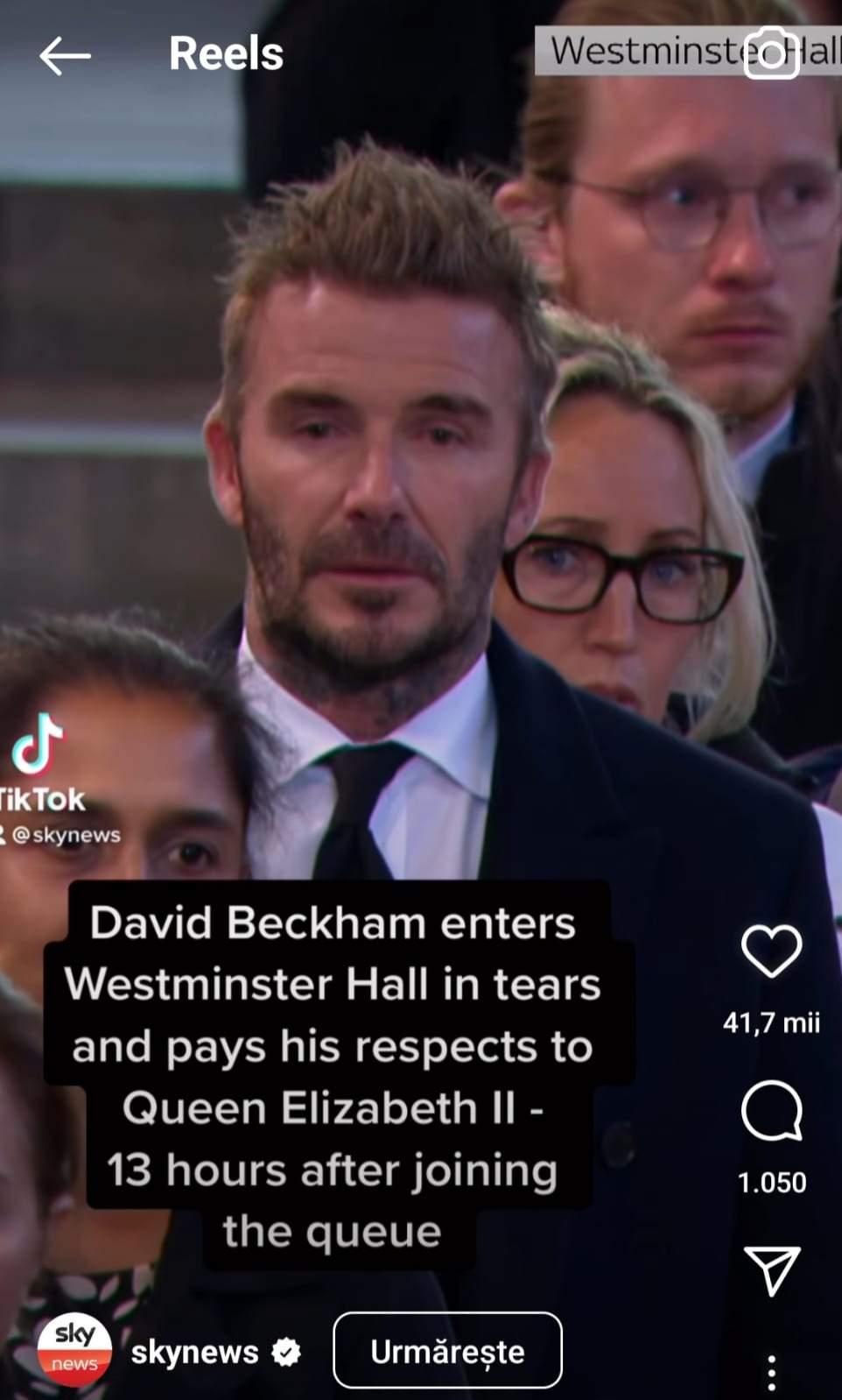 David Beckham a stat 12 ore la coadă pentru a-i aduce un omagiu Reginei Elisabeta. A plâns când a ajuns lângă sicriu / FOTO